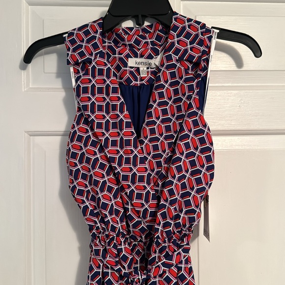 Kenzie red and blue geometric patterned dress - Picture 2 of 4